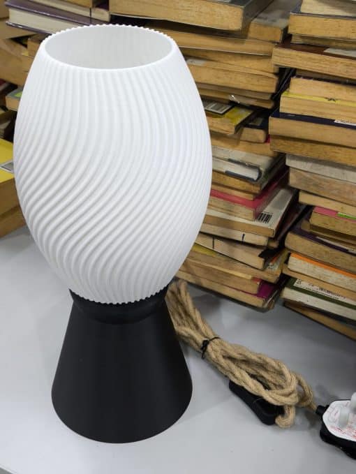 LUUMI: 3D Printed Lamps Wave lamp with cone stand and rope wire