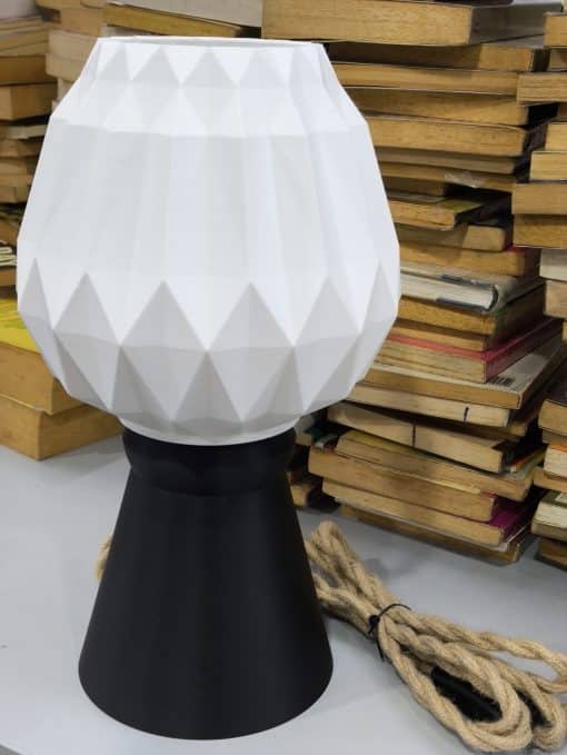 LUUMI: 3D Printed Lamps Ori lamp with cone stand and rope wire