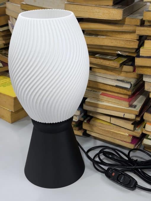 LUUMI: 3D Printed Lamps Wave lamp with cone stand and long wire